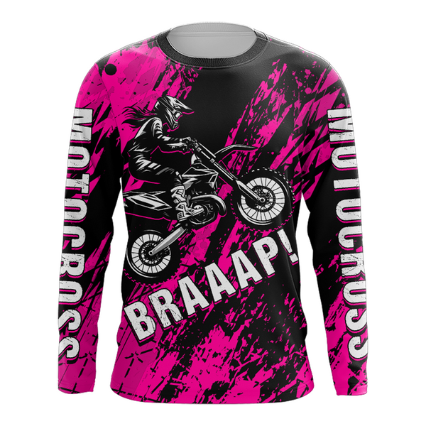 Dirt Bike Racing Jersey Pink Upf30+ Motocross Shirt Kid Girl Women Riding Jersey XM269