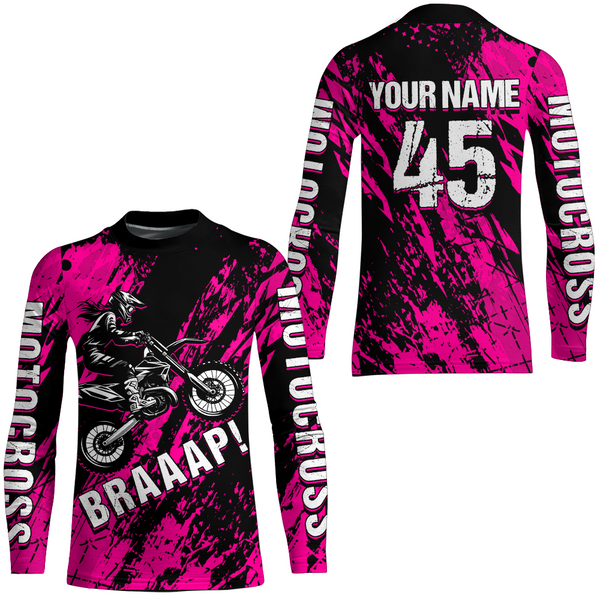 Dirt Bike Racing Jersey Pink Upf30+ Motocross Shirt Kid Girl Women Riding Jersey XM269