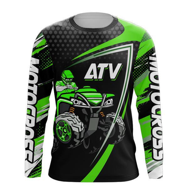 Custom ATV Motocross Racing Jersey Green Upf30+ ATV Quad Bike Shirt Men Women Kid MX38