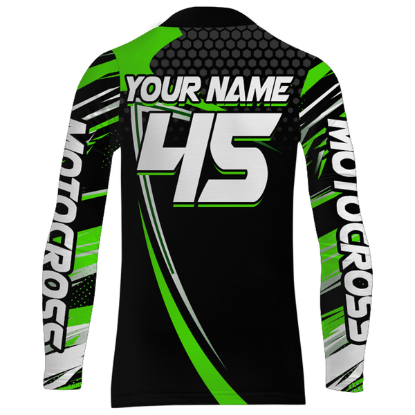 Custom ATV Motocross Racing Jersey Green Upf30+ ATV Quad Bike Shirt Men Women Kid MX38