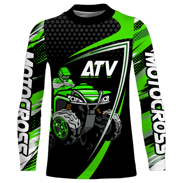 Custom ATV Motocross Racing Jersey Green Upf30+ ATV Quad Bike Shirt Men Women Kid MX38