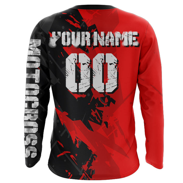 Red Motocross Racing Jersey UPF30+ Youth Mens Women Kids Dirt Bike Shirt Off-Road Motorcycle XM60