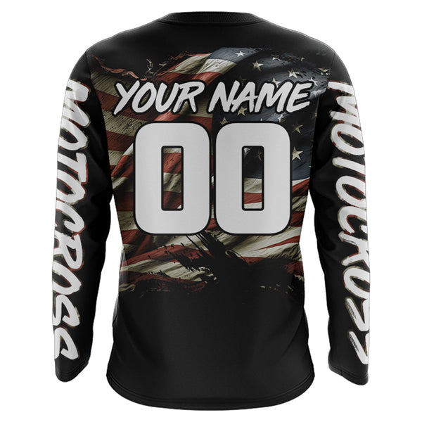 American Flag Motocross Jersey UPF30+ Youth Women Men Kid Dirt Bike Shirt Patriotic Racing Jersey XM71