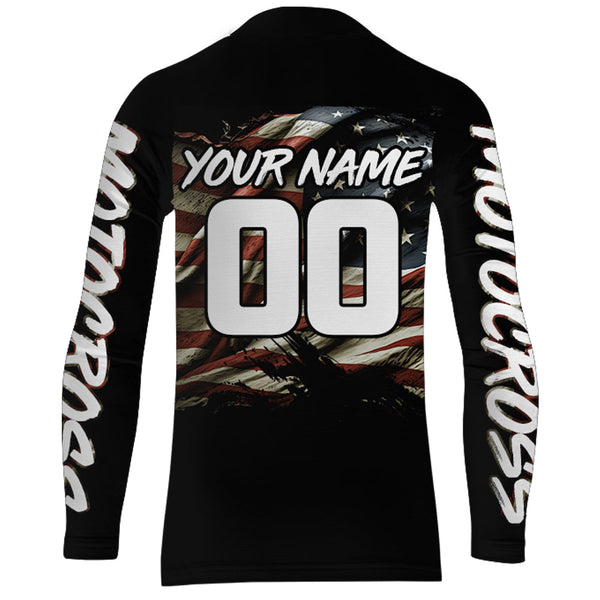 American Flag Motocross Jersey UPF30+ Youth Women Men Kid Dirt Bike Shirt Patriotic Racing Jersey XM71