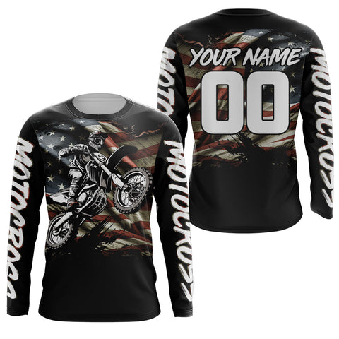 American Flag Motocross Jersey UPF30+ Youth Women Men Kid Dirt Bike Shirt Patriotic Racing Jersey XM71