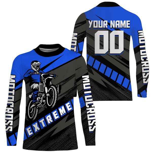 Custom Motocross Jersey Upf30+ Dirt Bike Youth Shirt MX Racing Adult Kid Blue Jersey XM210