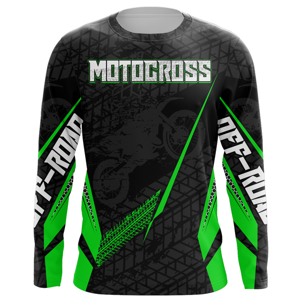 Motocross Racing Jersey Youth Men Kid Upf30+ Off-road Dirt Bike Shirt Motorcycle Green XM215