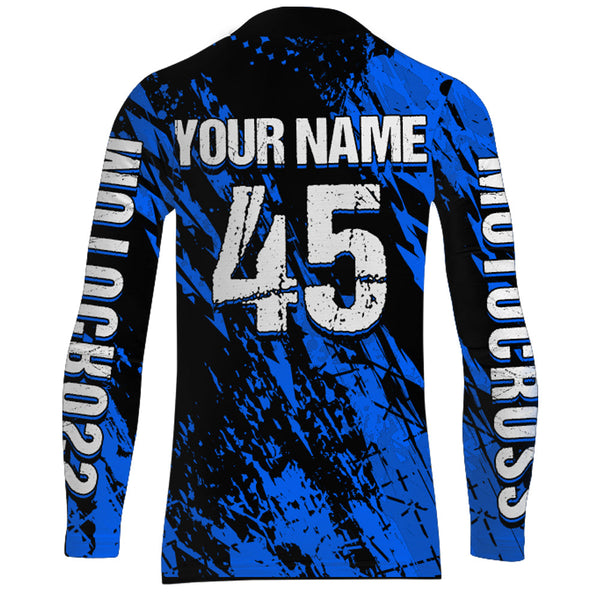 Motocross Racing Jersey Blue UPF30+ Youth Dirt Bike Shirt Men Kid Off-road Riding Shirt XM87