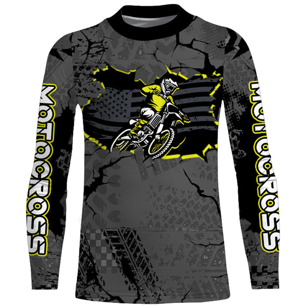 American Flag Motocross Racing Jersey UPF30+ Patriotic Dirt Bike Jersey Off-Road Motorcycle Shirt| XM08