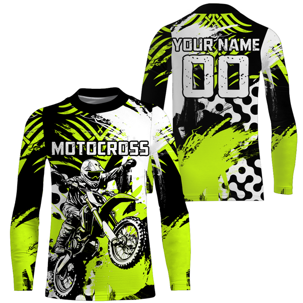 Motocross Racing Jersey Upf30+ Lime Green Youth Dirt Bike Shirt Kid Men Jersey Off-road Shirt XM143