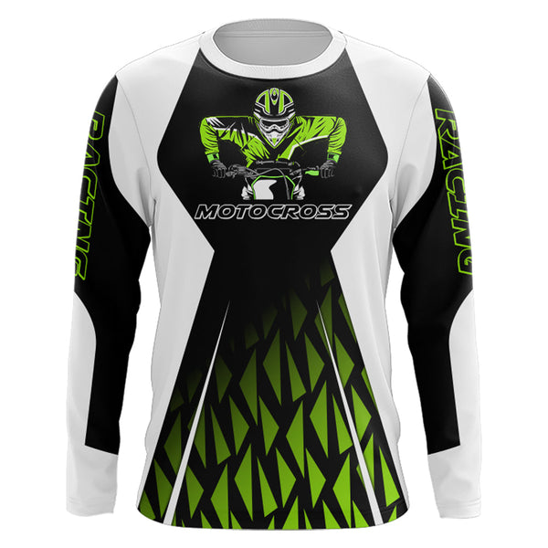 Green Motocross Jersey UPF30+ Dirt Bike Youth Motocross Riding Shirt Men Women Kid Off-Road XM12