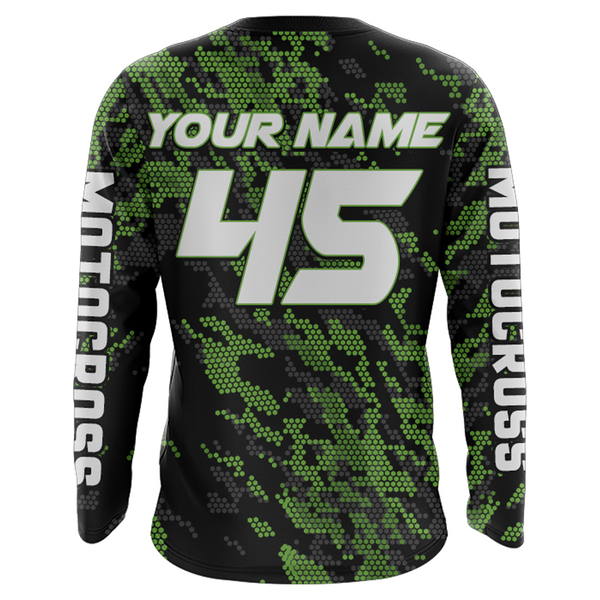 Motocross Jersey Green Upf30+ Dirt Bike Racing Off-Road Jersey Motorcycle Long Sleeves XM146