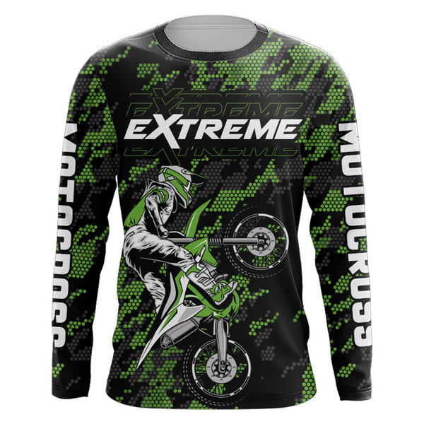 Motocross Jersey Green Upf30+ Dirt Bike Racing Off-Road Jersey Motorcycle Long Sleeves XM146