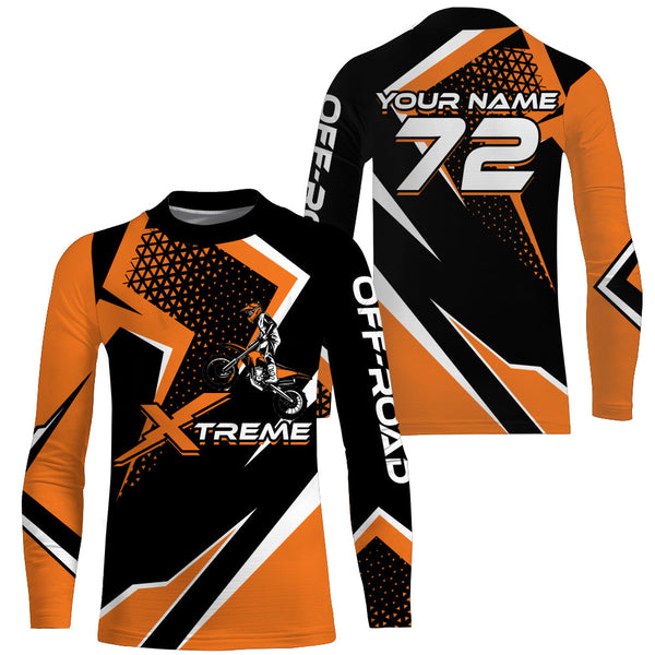 Personalized Orange Racing Jersey Upf30+ Motocross Extreme Kid&Adult Dirt Bike Motorcycle Shirt XM16