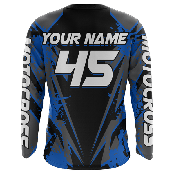 Blue Motocross Racing Jersey Youth Upf30+ Dirt Bike Shirt Off-Road Kid Men Long Sleeves XM152