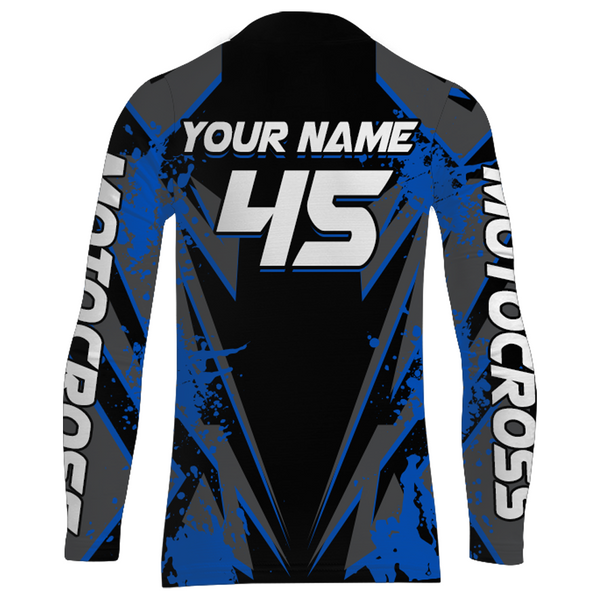 Blue Motocross Racing Jersey Youth Upf30+ Dirt Bike Shirt Off-Road Kid Men Long Sleeves XM152