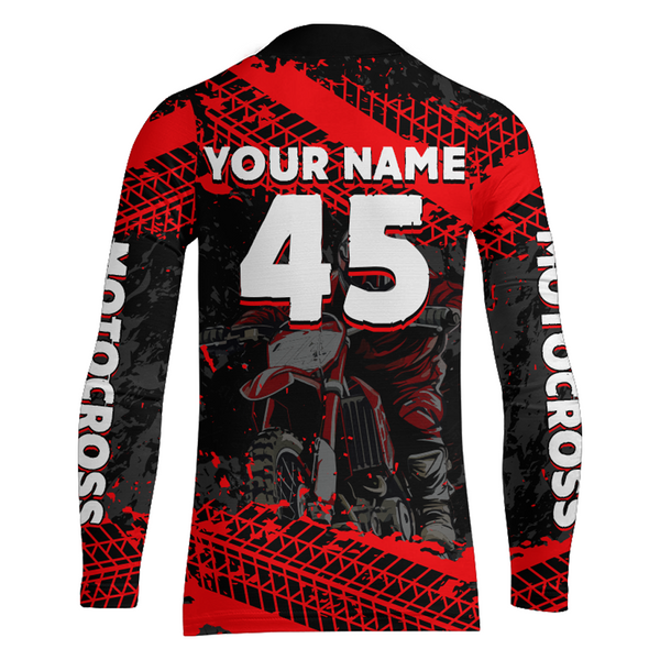 Custom Dirt Bike Motocross Racing Jersey Youth Kid Men Upf30+ Off-Road Riding Shirt Red XM228