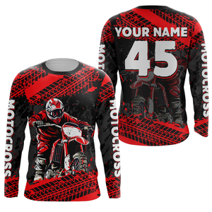 Custom Dirt Bike Motocross Racing Jersey Youth Kid Men Upf30+ Off-Road Riding Shirt Red XM228