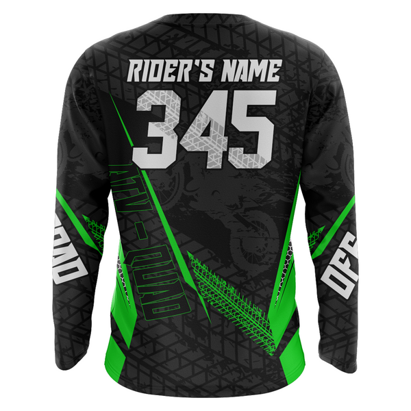 ATV Motocross Jersey Green UPF30+ Kid Men Quad Bike Shirt Custom ATV MX Off-Road Jersey MX54