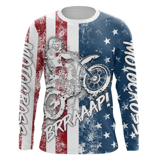 Motocross American Flag Racing Jersey UPF30+ Dirt Bike Shirt Youth Men Women Brap Motorcycle XM101