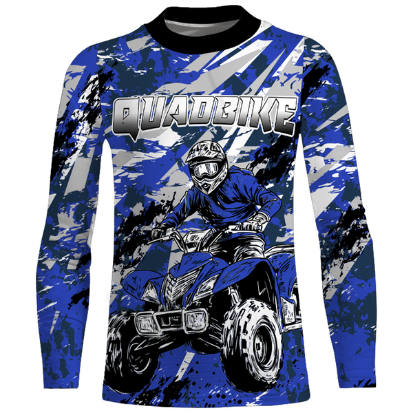 ATV Motocross Racing Jersey Blue Upf30+ ATV Quad Bike Jersey Off-road Men Kid Women MX06