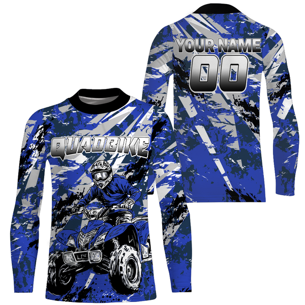 ATV Motocross Racing Jersey Blue Upf30+ ATV Quad Bike Jersey Off-road Men Kid Women MX06