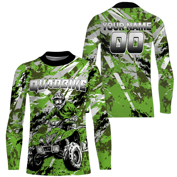 ATV Motocross Racing Jersey Green Upf30+ ATV Quad Bike Jersey Off-road Men Kid Women MX06