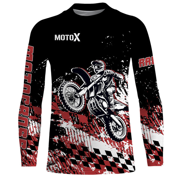 Motocross Racing Jersey Red MX UPF30+ Youth Dirt Bike Shirt Motox Motorcycle Off-Road Shirt XM110