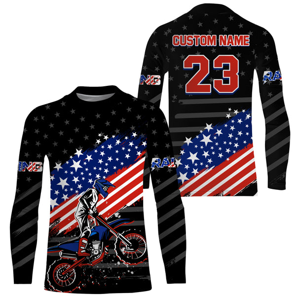 American Motorcycle Jersey Personalized UPF30+ Patriotic Youth Dirt Bike Shirt Kid Men Off-road Riders| XM114