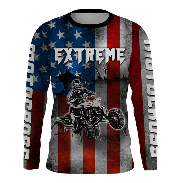 ATV Motocross Racing Jersey American Flag UPF30+ ATV Quad Bike Shirt Men Kid Women MX63