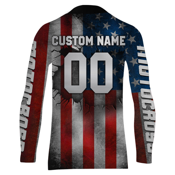 ATV Motocross Racing Jersey American Flag UPF30+ ATV Quad Bike Shirt Men Kid Women MX63