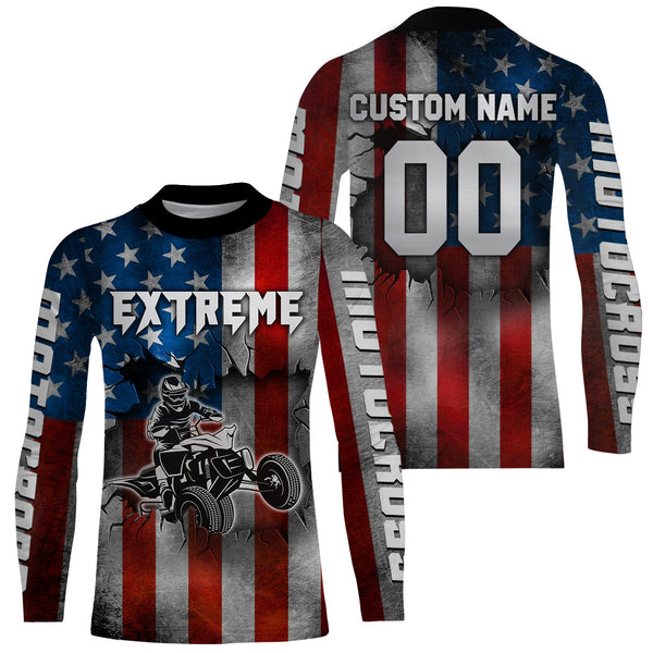 ATV Motocross Racing Jersey American Flag UPF30+ ATV Quad Bike Shirt Men Kid Women MX63