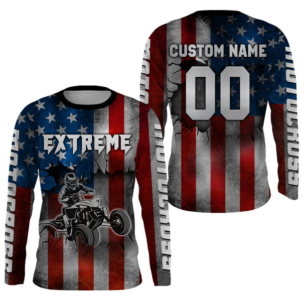 ATV Motocross Racing Jersey American Flag UPF30+ ATV Quad Bike Shirt Men Kid Women MX63