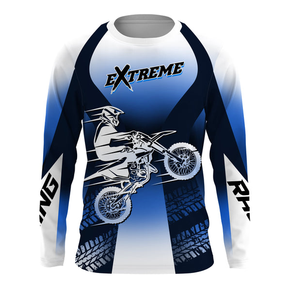 Custom Motocross Jersey UPF30+ Dirt Bike MX Racing Blue Men Women Kid Off-Road Motorcycle Shirt XM115