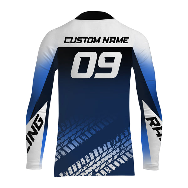 Custom Motocross Jersey UPF30+ Dirt Bike MX Racing Blue Men Women Kid Off-Road Motorcycle Shirt XM115