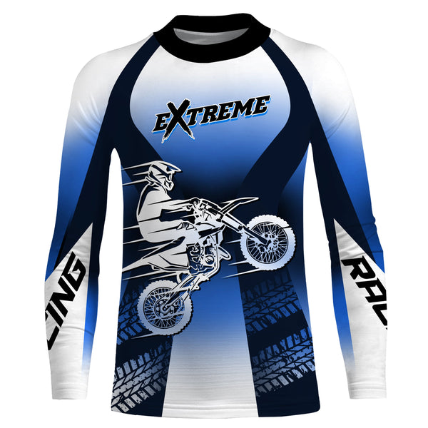 Custom Motocross Jersey UPF30+ Dirt Bike MX Racing Blue Men Women Kid Off-Road Motorcycle Shirt XM115