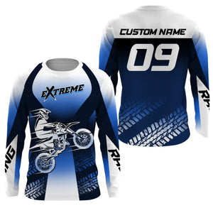 Custom Motocross Jersey UPF30+ Dirt Bike MX Racing Blue Men Women Kid Off-Road Motorcycle Shirt XM115