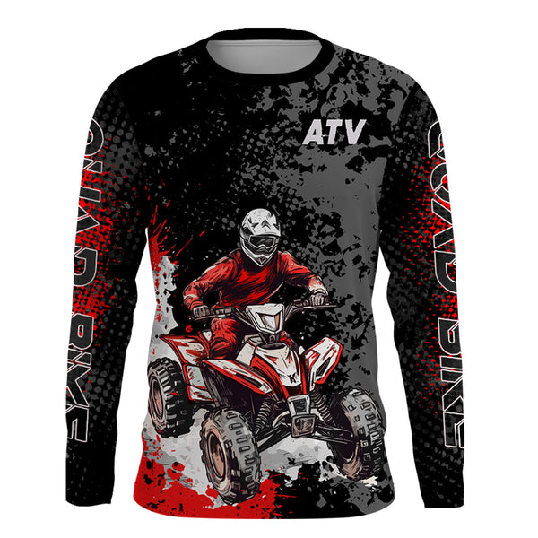 ATV Motocross Racing Jersey Red Upf30+ ATV Riding Quad Bike Shirt For Men Kid Women MX71