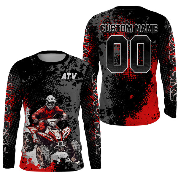 ATV Motocross Racing Jersey Red Upf30+ ATV Riding Quad Bike Shirt For Men Kid Women MX71