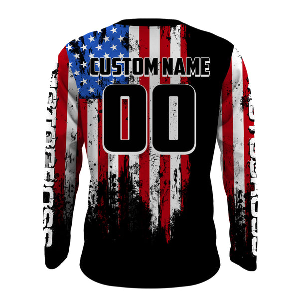 ATV Motocross Racing Jersey American Flag Upf30+ ATV Quad Bike Jersey Men Kid Women MX73