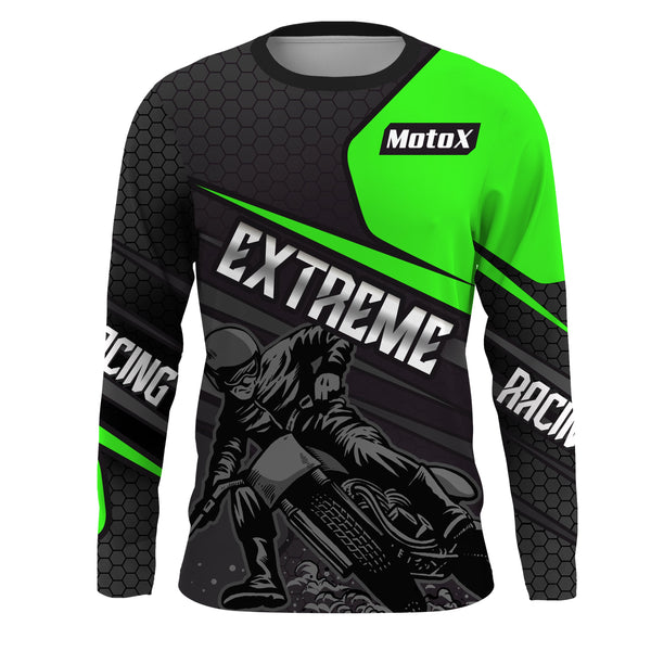 Motocross Racing Shirt Men Women Youth UPF30+ Dirt Bike Jersey Green Off-Road XM207