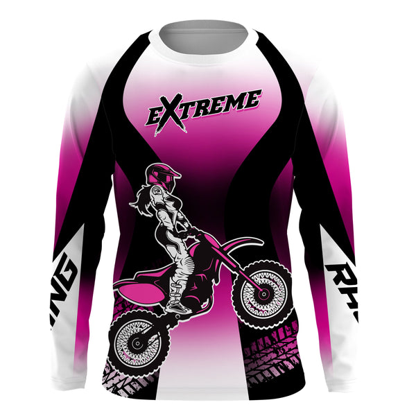 Pink Motocross Racing Jersey Upf30+ Dirt Bike Shirt Youth Women Kid Motorcycle Jersey XM179