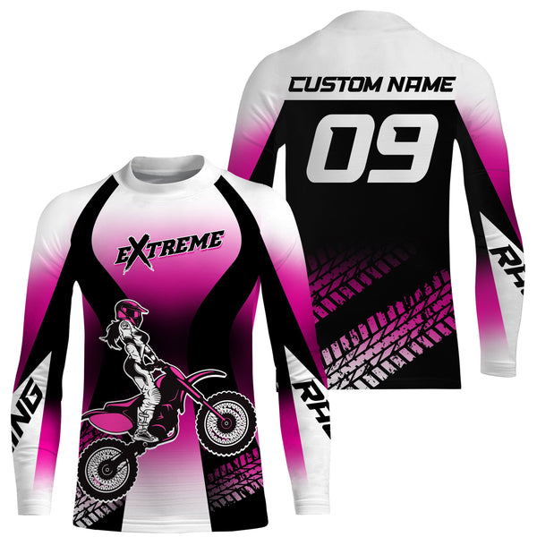 Pink Motocross Racing Jersey Upf30+ Dirt Bike Shirt Youth Women Kid Motorcycle Jersey XM179