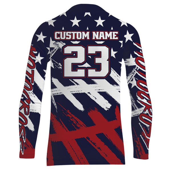 ATV Motocross Racing Jersey American Flag Upf30+ Youth Quad Bike Shirt Men Kid Off-Road MX40