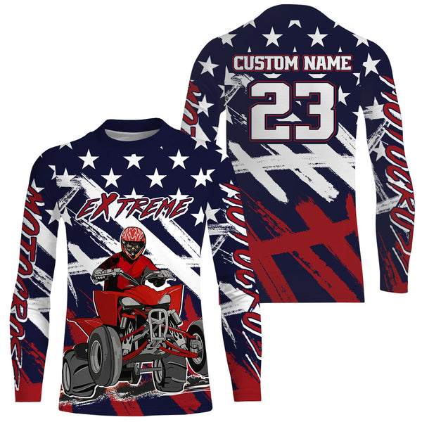 ATV Motocross Racing Jersey American Flag Upf30+ Youth Quad Bike Shirt Men Kid Off-Road MX40