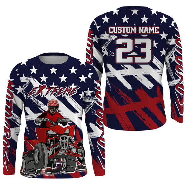 ATV Motocross Racing Jersey American Flag Upf30+ Youth Quad Bike Shirt Men Kid Off-Road MX40