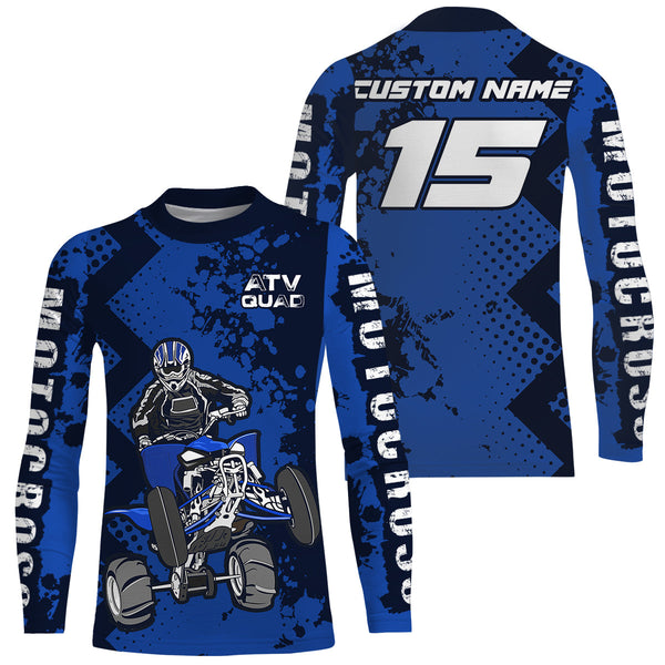 ATV Motocross Jersey Blue Upf30+ Quad Bike Jersey Youth Men Women Kid Motorcycle Shirt MX42