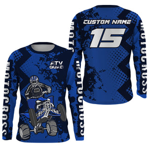 ATV Motocross Jersey Blue Upf30+ Quad Bike Jersey Youth Men Women Kid Motorcycle Shirt MX42