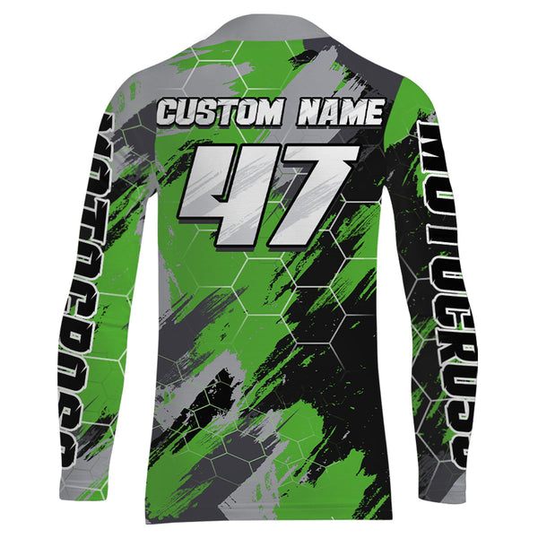 ATV Motocross Racing Jersey Green Upf30+ ATV Quad Bike Jersey Youth Men Women Kid MX43