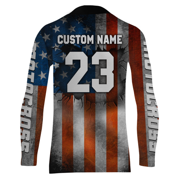 Motocross Jersey UPF30+ American Flag Dirt Bike Racing Adult&Kid Extreme Off-Road Shirt XM62